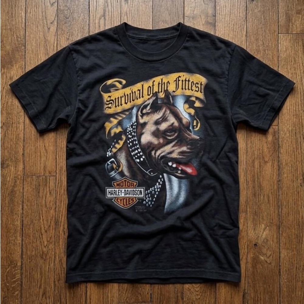 1991 Harley Davidson 3D Emblem Graphic Tee